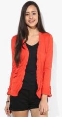 Latin Quarters Orange Solid Shrug women