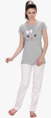 Lazy Dazy Grey Printed Pyjama Set women