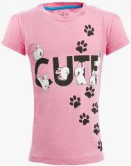 Lazy Shark Pink Printed Regular Fit Polo T shirt girls