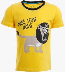 Lazy Shark Yellow Printed Regular Fit T shirt boys