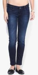 Lee Blue Mid Rise Skinny Jeans women