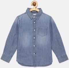 Lee Cooper Blue Solid Denim Shirt boys