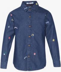 Lee Cooper Blue Solid Regular Fit Casual Shirt boys