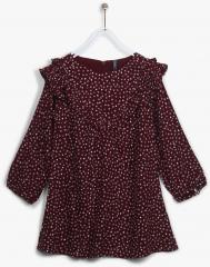 Lee Cooper Burgundy Printed A Line Dress girls