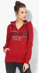 Lee Cooper Red Embroidered Hoodie women