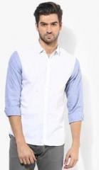 Lee White Solid Slim Fit Casual Shirt men