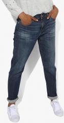 Levis Blue Boyfriend Fit Mid Rise Clean Look Jeans women