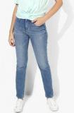 Levis Blue Washed Mid Rise Regular Fit Jeans women