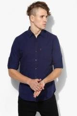 Levis Navy Blue Solid Slim Fit Casual Shirt men