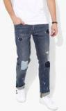 Levis Navy Blue Washed Mid Rise Slim Fit Jeans Men