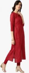 Libas Maroon Solid Kurta women