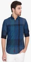 Locomotive Navy Blue Checked Casual Shirt men