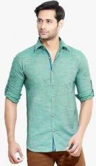 London Bee Green Solid Casual Shirt men