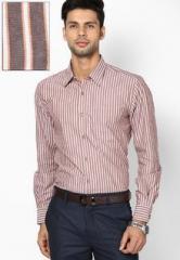 London Bridge Striped Brown Formal Shirt men