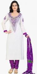 Lookslady White Embroidered Dress Material women