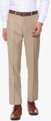 Louis Philippe Beige Solid Regular Fit Formal Trousers men