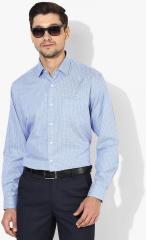 Louis Philippe Blue Checked Slim Fit Formal Shirt men