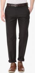 Louis Philippe Brown Solid Slim Fit Regular Trouser men