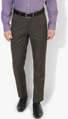 Louis Philippe Brown Solid Slim Fit Trouser men