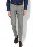 Louis Philippe Grey Regular Fit Solid Formal Trousers men