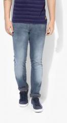 Louis Philippe Jeans Blue Washed Low Rise Slim Fit Jeans men