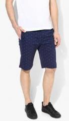 Louis Philippe Jeans Navy Blue Printed Short men