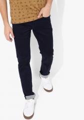 Louis Philippe Jeans Navy Blue Solid Low Rise Slim Fit Jeans men