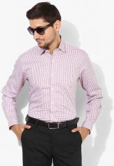 Louis Philippe Maroon Checked Slim Fit Formal Shirt men