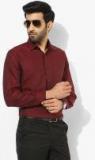 Louis Philippe Maroon Solid Slim Fit Formal Shirt men