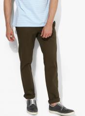 Louis Philippe Sport Sport Men Olive Green Slim Fit Solid Chinos men