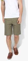 Louis Philippe Sports Olive Solid Shorts men