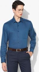 Louis Philippe Teal Blue Slim Fit Printed Casual Shirt men