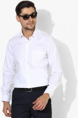 Louis Philippe White Self Design Slim Fit Formal Shirt men