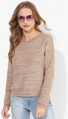 Madame Beige Self Design Sweater women