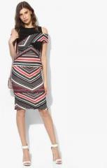 Madame Black Coloured Printed Shift Dress women