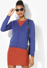 Madame Blue Solid Cardigan women