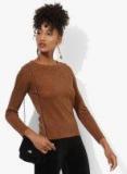 Madame Brown Self Design Sweater Women