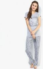 Madame M Secret Grey Printed Pyjama Set women