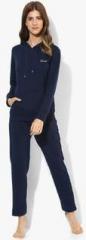 Madame M Secret Navy Blue Textured Nightwear Set women