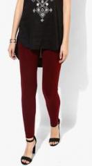 Madame Maroon Solid Leggings women