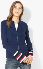 Madame Navy Blue Ribbed Sweater women