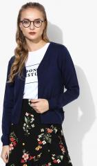 Madame Navy Blue Solid Cardigan women