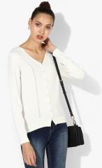 Madame Off White Self Design Cardigan women