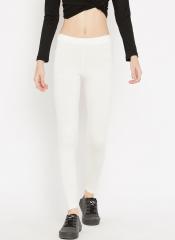 Madame Off White Solid Winter Leggings women