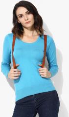 Madame Turquoise Blue Solid Pullover women