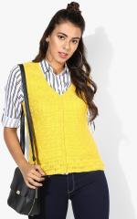 Madame Yellow Self Design Cardigan women