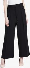 Magre Black Loose Fit Solid Formal Trouser women