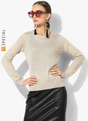 Mango Beige Solid Sweater women