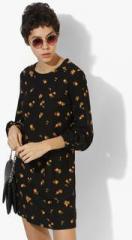 Mango Black Coloured Printed Shift Dress women