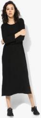 Mango Black Coloured Solid Shift Dress women